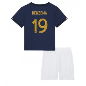 Francie Karim Benzema #19 Dětské Domácí dres komplet MS 2022 Krátký Rukáv (+ trenýrky)